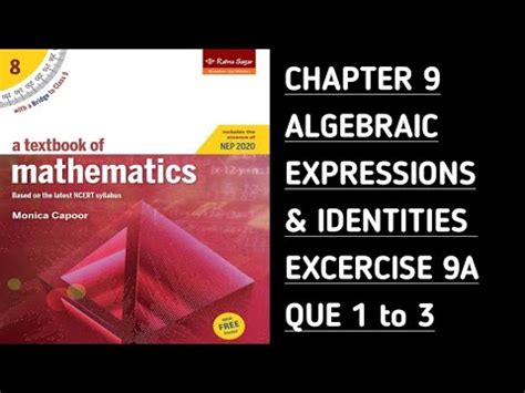 Class Maths Ratna Sagar Ex A Que To Ch Algebraic