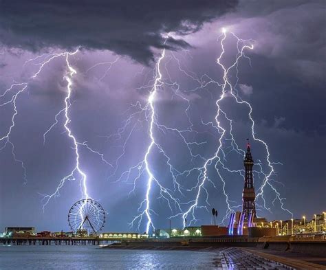 🇬🇧 Lightning Storm Blackpool Pier England Uk By Stephen Cheatley
