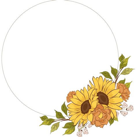 Premium Vector Floral Flower Sunflower Frame Border Illustration