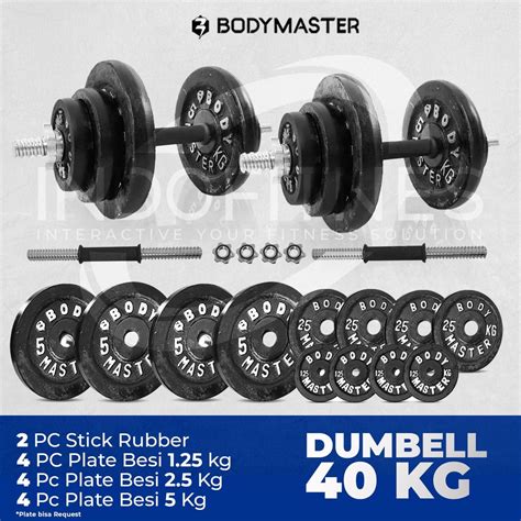 Jual BODYMASTER Paket Dumbell Set Besi 40 KG Barbel 20kg Angkat Beban