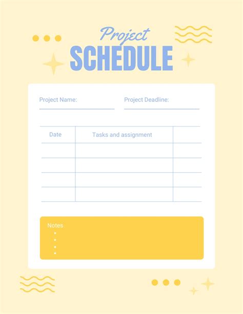 Light Yellow Modern Playful Project Schedule Template Venngage