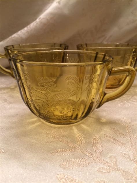 3 Recollection Amber Depression Glass Tea Cups By Indiana Etsy