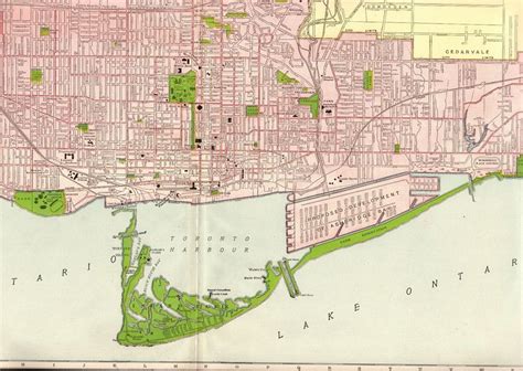 1914 Antique Toronto Map Of Toronto Canada Map Rare Poster Print Size