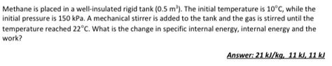 Solved Methane Is Placed In A Well Insulated Rigid Tank Chegg