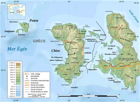 Chios Topographic Map Fr - MapSof.net