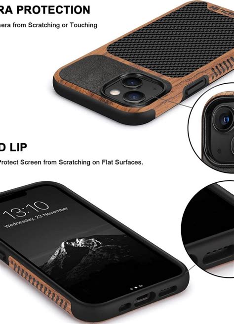 Tendlin Compatible With Iphone Case Wood And Carbon Texture Design