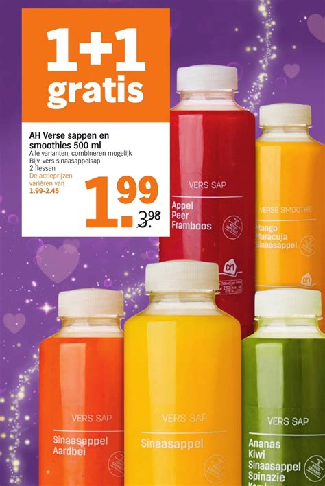 AH Verse Sappen En Smoothies 500ml Aanbieding Bij Albert Heijn