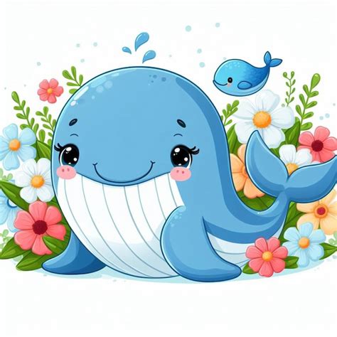 Premium Vector Cute Whales Fish Vector Cartoon Illustration