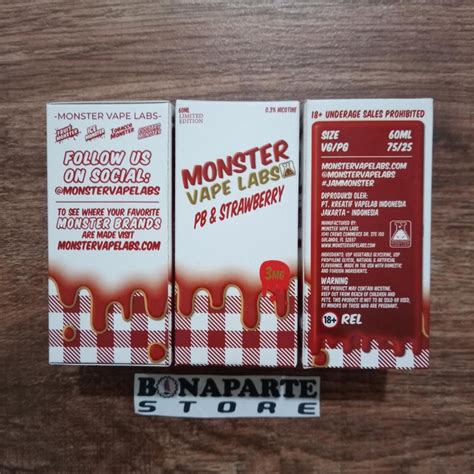 Jual Liquid Monster Vape Labs Pb Strawberry 3mg 60ml By Creativlabz