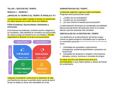 Gestion Del Tiempo S1 Ayufs Taller Gestion Del Tiempo Modulo 1