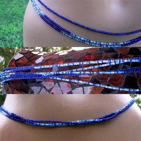 Blue My Mind 3 Strand Waistbeads Royal Waistbeads Clasp Waist Beads