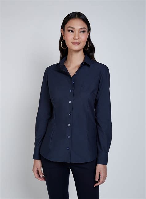 Camisa Dudalina Slim Tricoline Liso Feminina Camisa