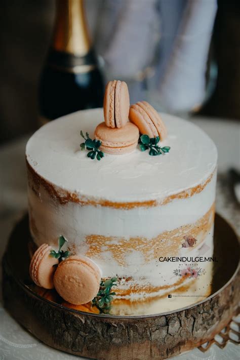 Vanilla Naked Cake With Macarons CakeIndulge PH