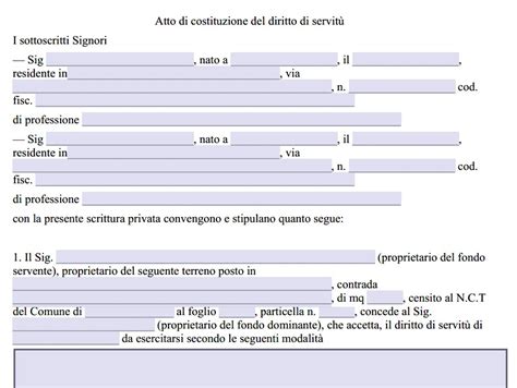 Scrittura Privata Servitù di Passaggio tra Privati Word e PDF Fac