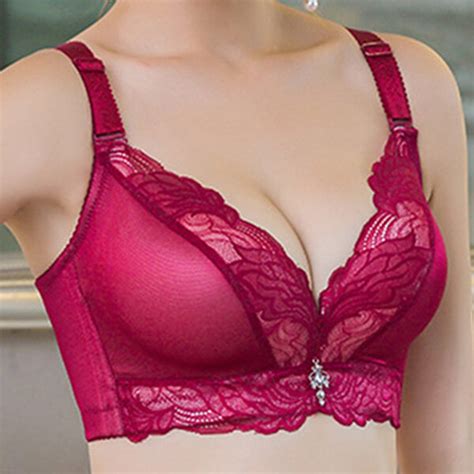 Sexy Deep Plunge Sexy Lace Trim Push Up Wireless Bras Newchic