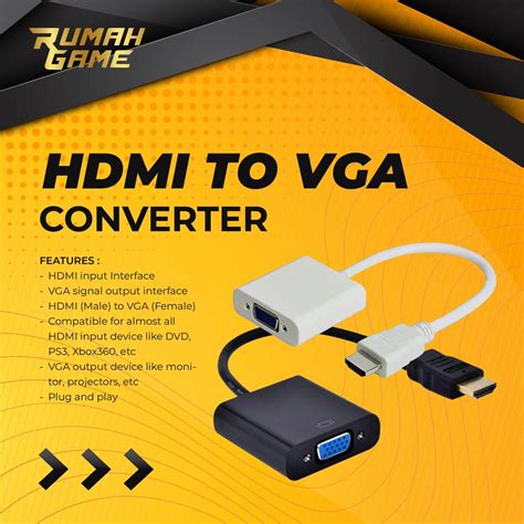 Jual Converter Hdmi To Vga Laptop To Proyektor Layar Kabel Hdmi To