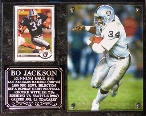 Bo Jackson 34 Oaklandlos Angeles Raiders Legend Nfl Photo Plaque