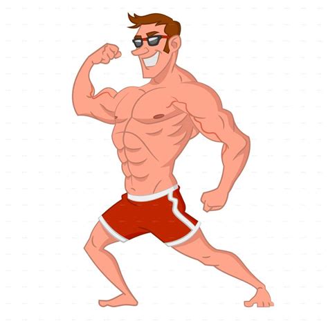 Bodybuilder Posing Poses Bodybuilding Illustration