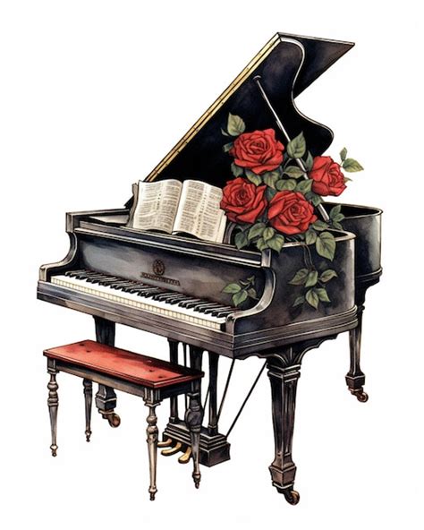 Premium Ai Image There Is A Grand Piano With A Book And Roses On It