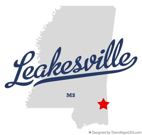 Map of Leakesville, MS, Mississippi