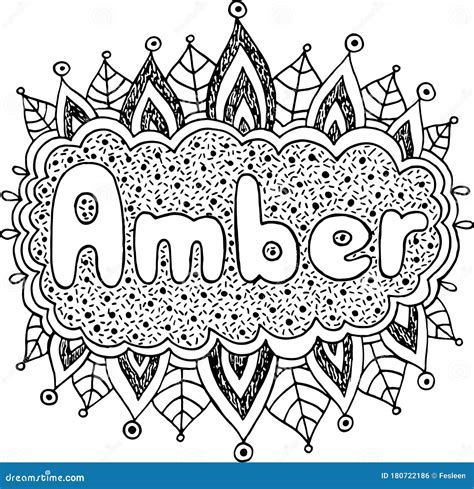 Coloring Page For Adults With Girl S Name Amber Greeting Card Design