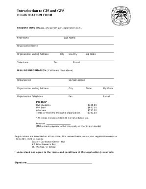 Fillable Online Introduction To GIS And GPS REGISTRATION FORM Fax