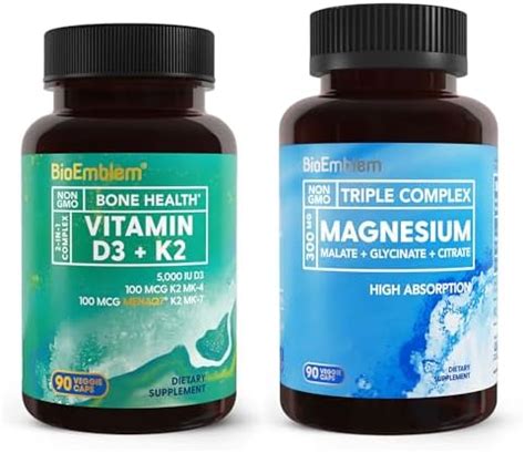 Amazon BioEmblem Complejo Triple Magnesio Par Con Vitamina D3 K2