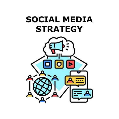 Social Media Strategy Vector Color Illustration 18773683 Vector Art at