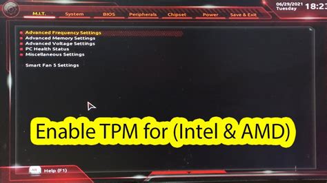 Windows Tpm How To Enable Tpm From Bios For Intel And Amd Tpm The