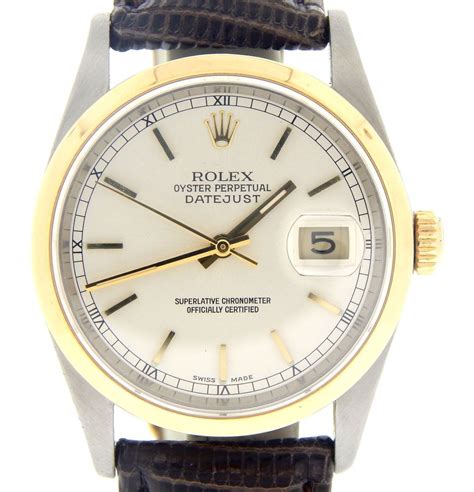 Rolex Datejust Men 2Tone 18K Yellow Gold Stainless Steel Watch Silver