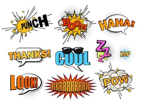 Comics Bubbles With Speech And Sound Effect Clouds Stock Vector Image