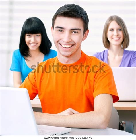 Young Students Studying Together Classroom Stock Photo 229136959