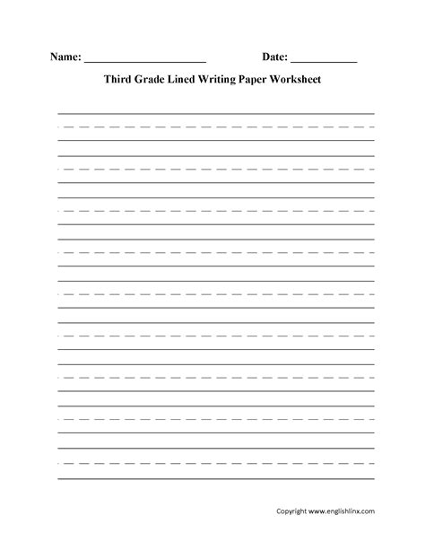 Lined Writing Paper For 3rd Grade