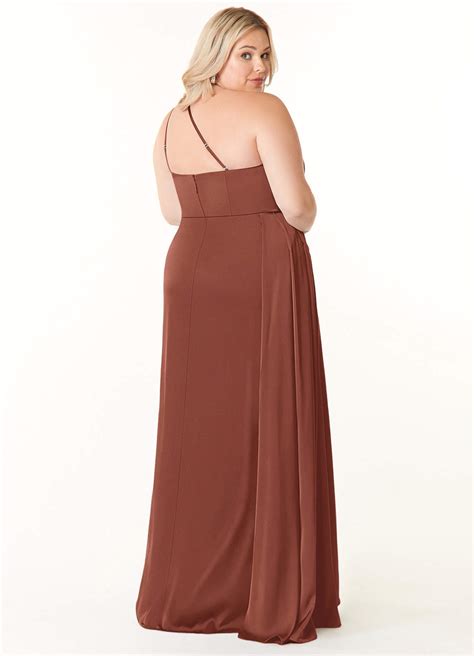 Auburn Azazie Maron Stretch Satin Dress Bridesmaid Dresses Azazie