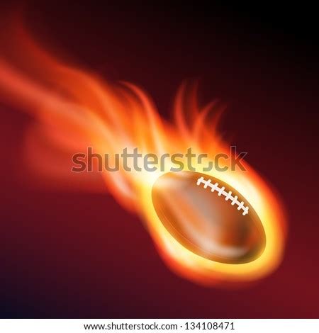 Realistic American Football Fire Illustration On Stock Vector