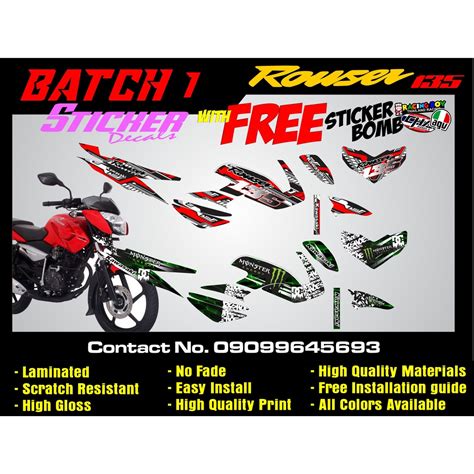 ROUSER 135 Pulsar 135 Bajaj Kawasaki Full Set STICKER DECALS Shopee