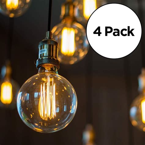 4 Pack Edison Light Bulb Antique Vintage Style Light Amber Warm 60w120v Incandescent Bulbs