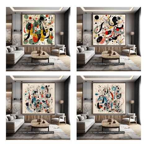 Joan Miro Inspired Printable Wall Art Set Of Digital Print Bundle