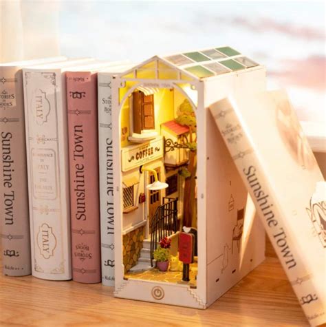 Rolife Sunshine Town Diy Book Nook Shelf Insert D Wooden Etsy