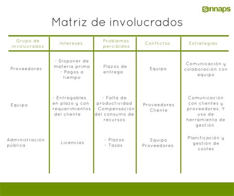 Matriz De Interesados Ejemplo Usan