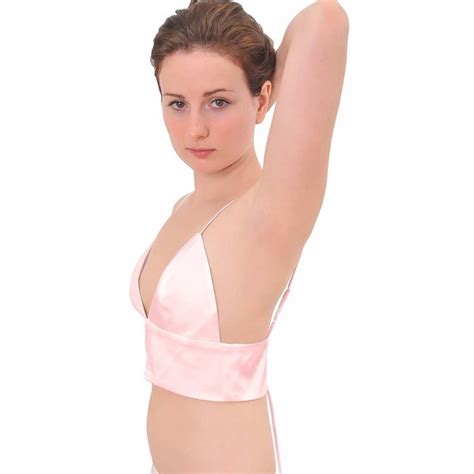 Womens Pure Silk Triangle Bralette Bralet Bras Crop Top Pink