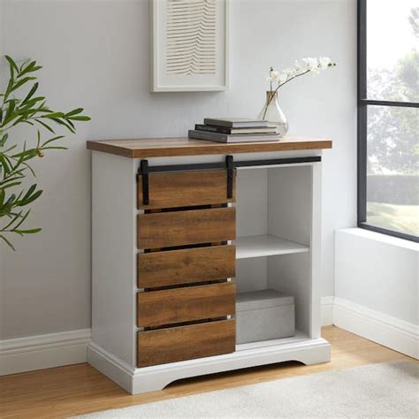 Walker Edison Furniture Company In Solid White Rustic Oak Rustic