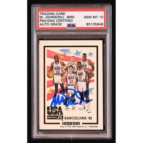 Larry Bird Magic Johnson Signed 1991 92 SkyBox NNO Team USA Card