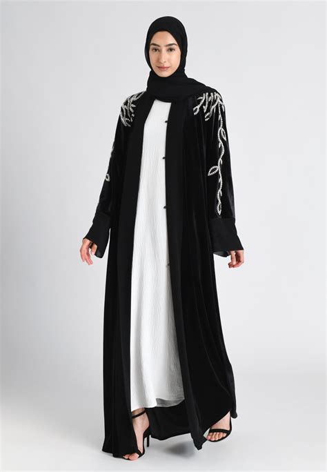 Shop Luxury Onyx Black Velvet Open Abaya Hayah Al Muslimah Store