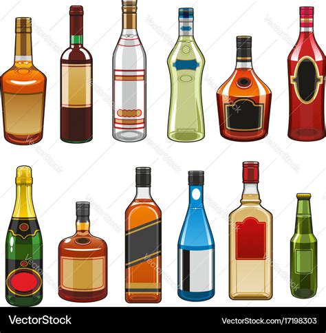 Icons Of Alcohol Drinks Bottles Royalty Free Vector Image