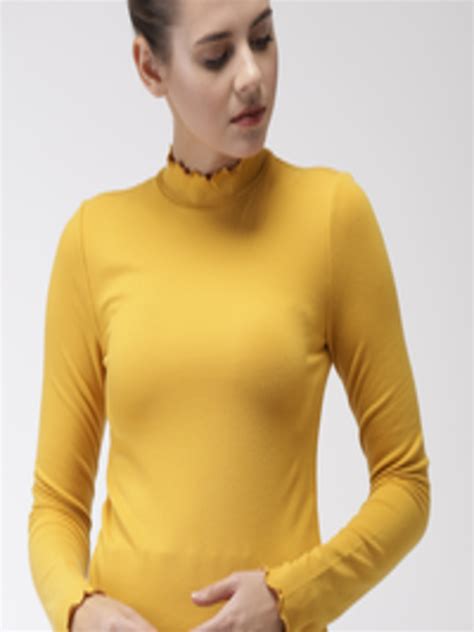 Buy Forever 21 Women Mustard Yellow Self Striped Top Tops For Women