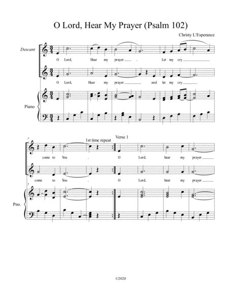 O Lord Hear My Prayer Psalm 102 By Christy L Esperance Sheet Music For Piano And Vocal At Sheet