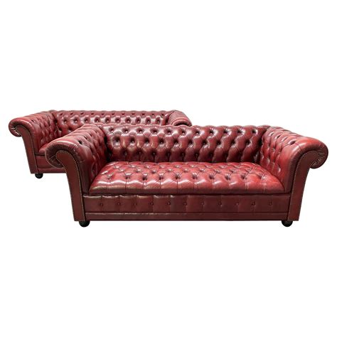 Vintage Leather Tufted Chesterfield Style Sofa C 1930 S At 1stDibs