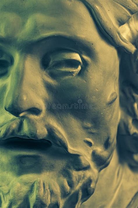 Close Up Colorful Portrait. Gypsum Copy of Ancient Statue of John the ...