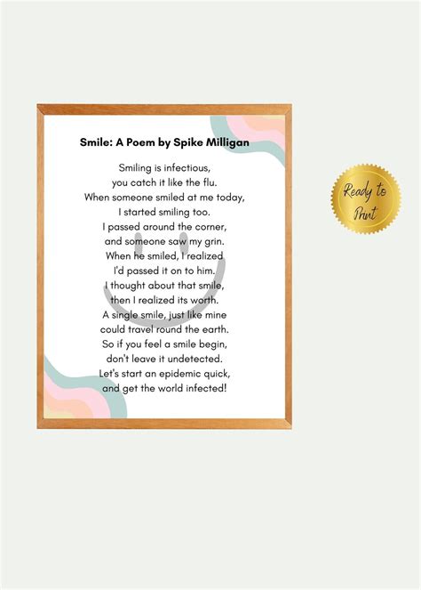 Smile A Poem By Spike Milligan Feelings Poster Handout Etsy